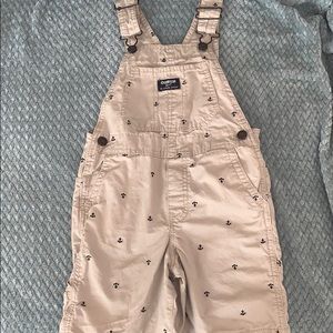 Khaki overalls with navy blue anchors